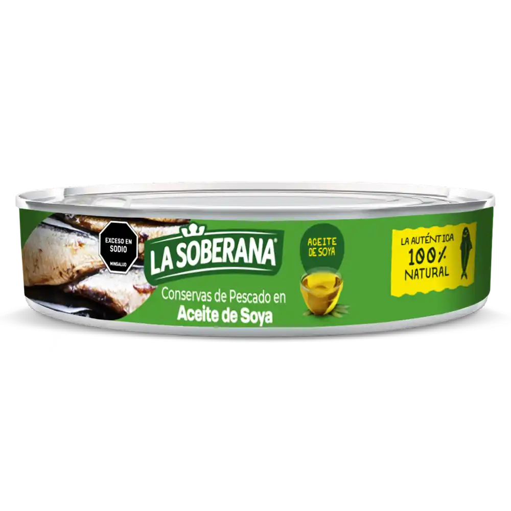 SARDINA OVAL EN ACEITE DE SOYA SOBERANA 400G