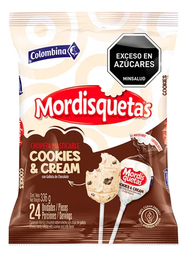 CHUPETA MORDISQUETA COOKIES AND CREAM PAQUETE 24