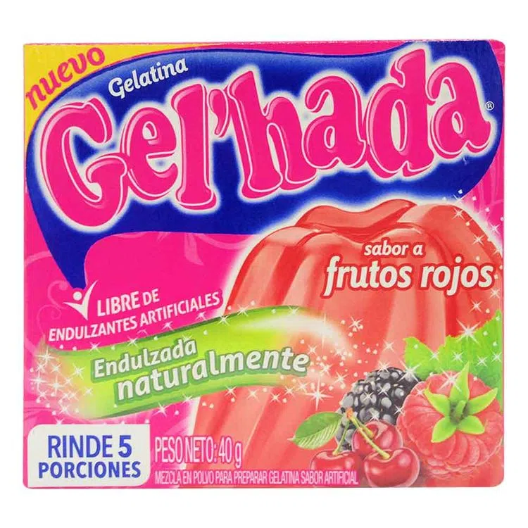 GELATINA DE FRUTOS ROJOS - GELHADA - CAJA   X40 G