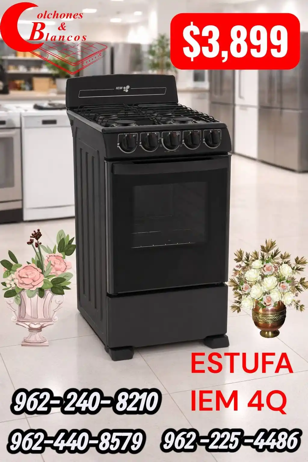 ESTUFA IEM 20´´ DE GAS COLOR NEGRA