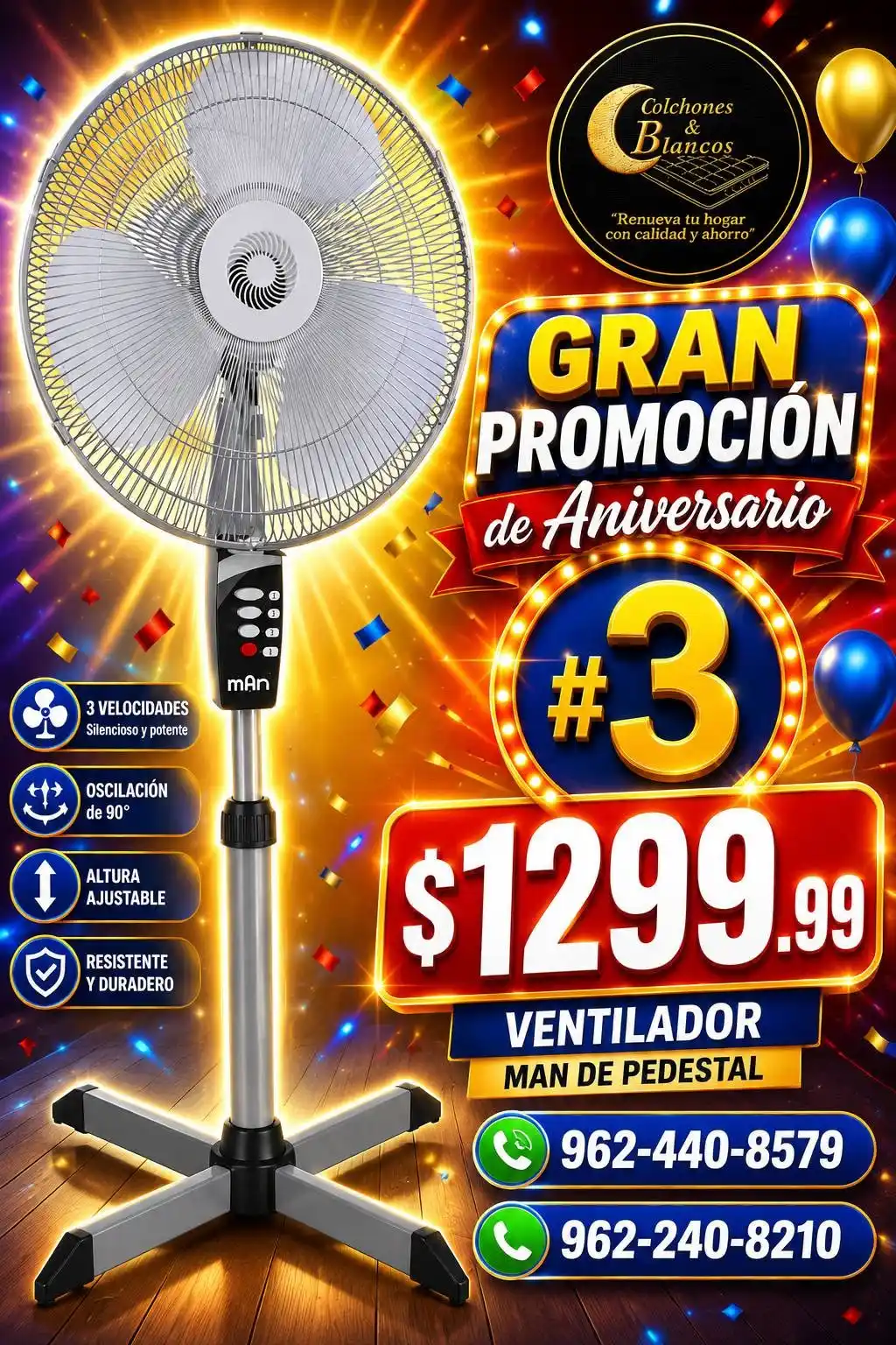 VENTILADOR DE PEDESTAL MAN VPG-0018 18¨GRIS OSCURO