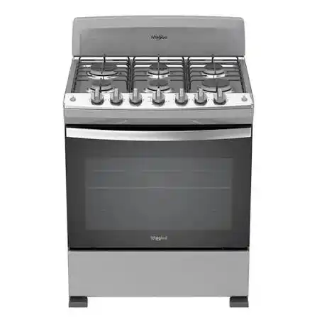 ESTUFA WHIRPOOL 6 QUEMADORES SILVER WFR3000S RESPALDO PORCELANIZADO