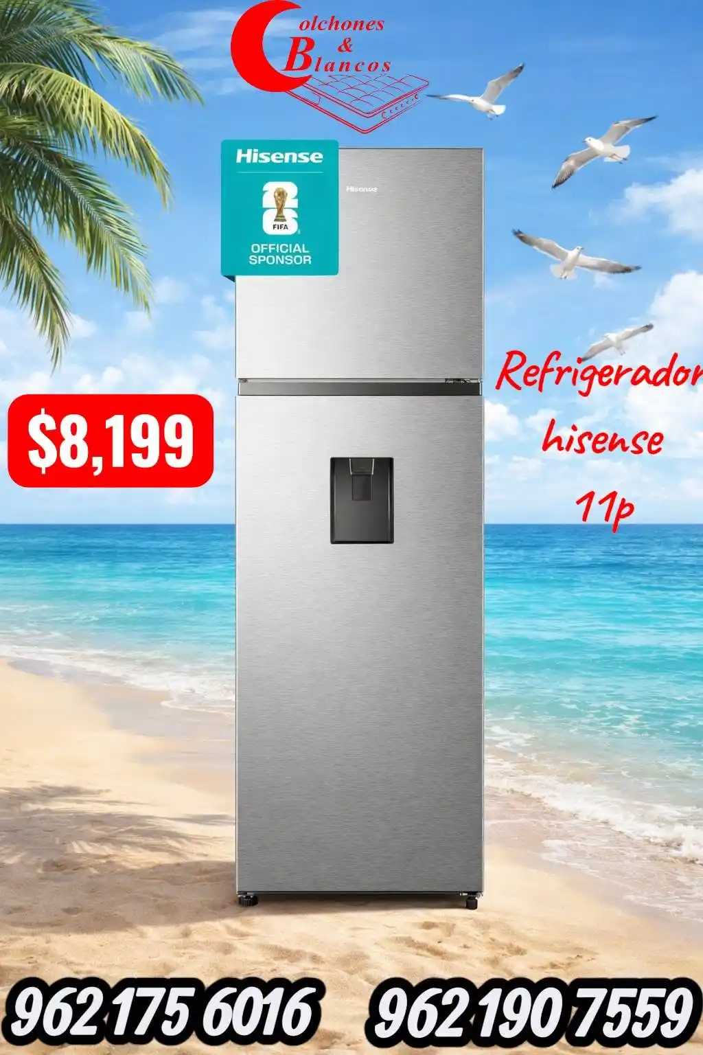 REFRIGERADOR HISENSE RT11N6WCX 11 PIES C/DISPENSADOR SILVER