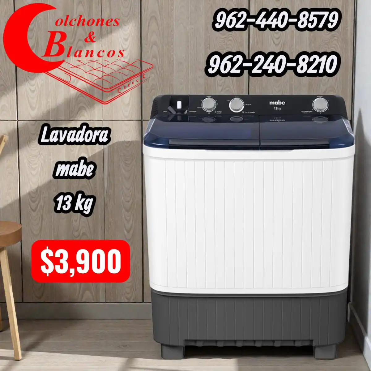 LAVADORA MABE 13 KG 2 TINAS BLANCA LMDX3123HBAB0