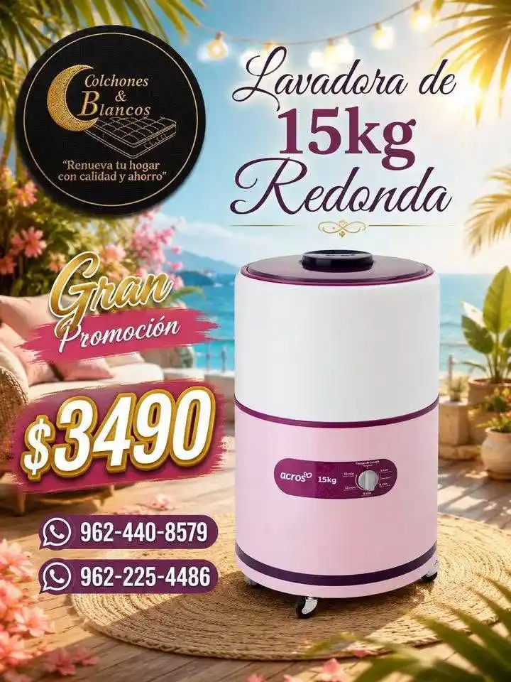 LAVADORA ACROS ALF1551ER 15KG ROSA/BLANCO 1 TINA