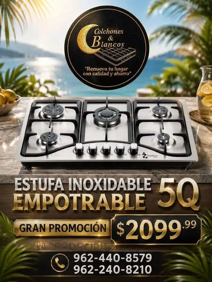 PARRILLA EMPOTRABLE D/GAS ACERO INOX 5Q ZMARTECH C/E PARGASINOX5QZT