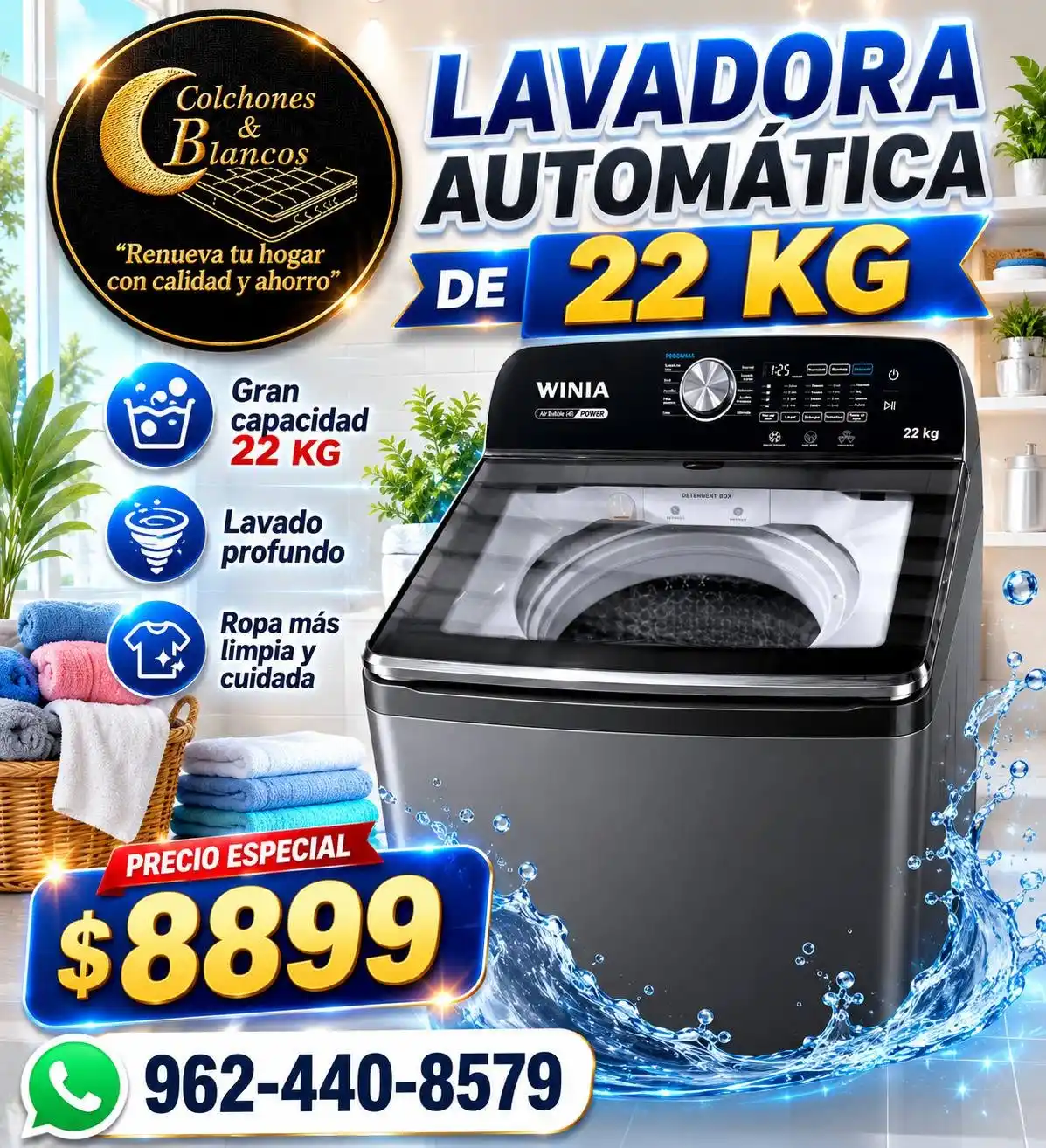 LAVADORA WINIA AWFA22GXCXP AUTOMATICA 22 KG GRIS