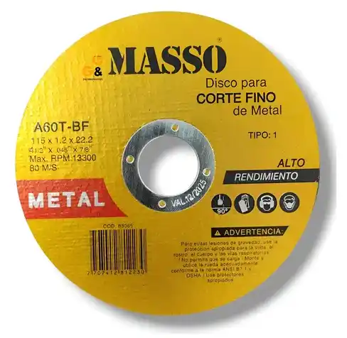 DISCO DE CORTE METAL 4 1/2 - MASSO
