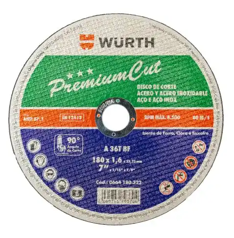 DISCO DE CORTE METAL 7' - WURTH