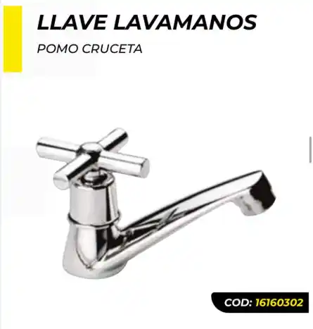 LLAVE LAVAMANOS MANIJA CROMADA CRUZ UNIFER