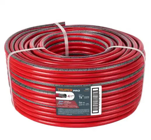 MANGUERA JARDIN ROJA x 100 M. 4 CAPAS TRUPER