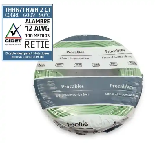 ALAMBRE SOLIDO PROCABLE VERDE  #12