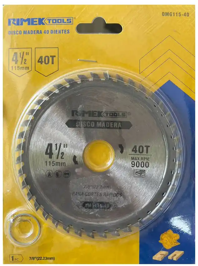 DISCO DE CORTE MADERA 4 1/2 40D- RIMEK