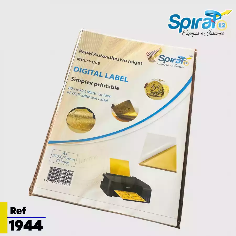 PAPEL AUTOADHESIVO INKJET DORADO A4 *20UND 0925