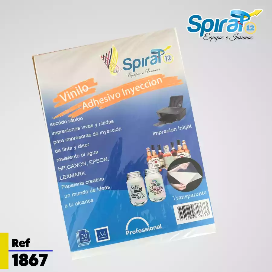 PAPEL INKJET ADHESIVO A4 TRANSPARENTE *20UND 0925+