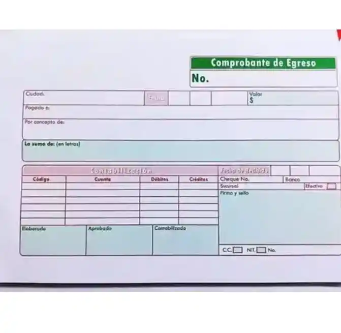 COMPROBANTE DE EGRESO PAQ X 100 UND 0126+