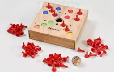 CARACOLES! juego de mesa con 60 fichas y un dado de madera,Caja madera,15x15x4cm aprox