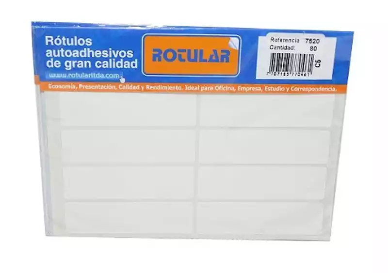 ROTULO 75-20 RECTANGULO BLANCO 80 UND ROTULAR