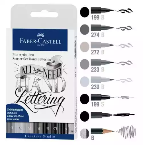 Marcador Faber Castell Pitt Pen Lettering Gris X7