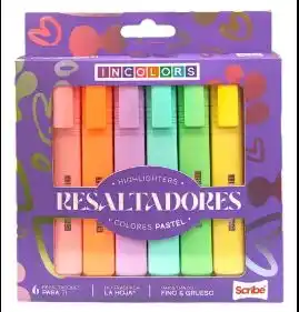 RESALTADOR SCRIBE INCOLORS PASTEL X6 1125