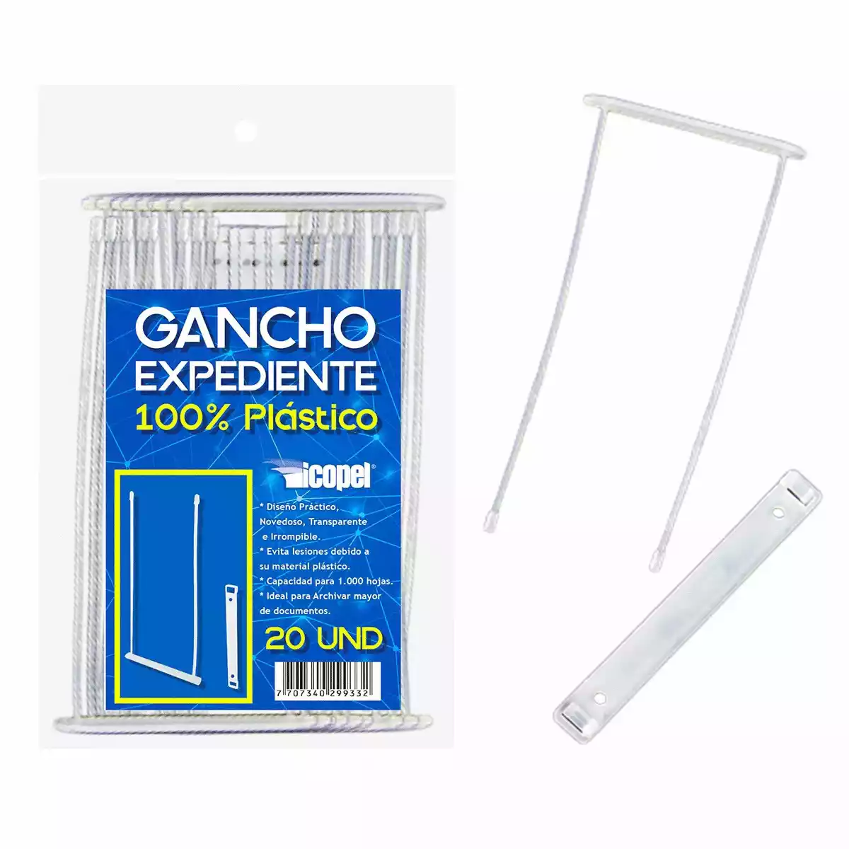 GANCHO EXPEDIENTE PLASTICO X20 ICO* 0226+