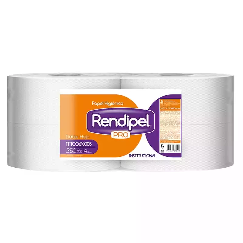 PAPEL HIGIÉNICO INSTITUCIONAL BLANCO X4 ROLLO REND* 0725+