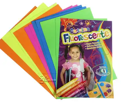 CARTULINA CALIPSO O FLUORESCENTE 1/8 PAQ *10 1225