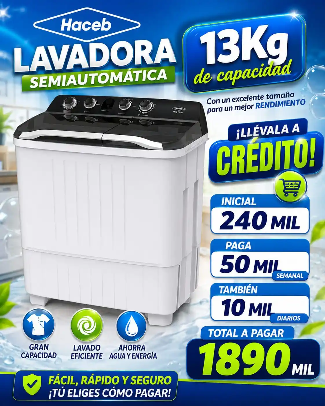 lavadora haceb semia cs 13kg"b