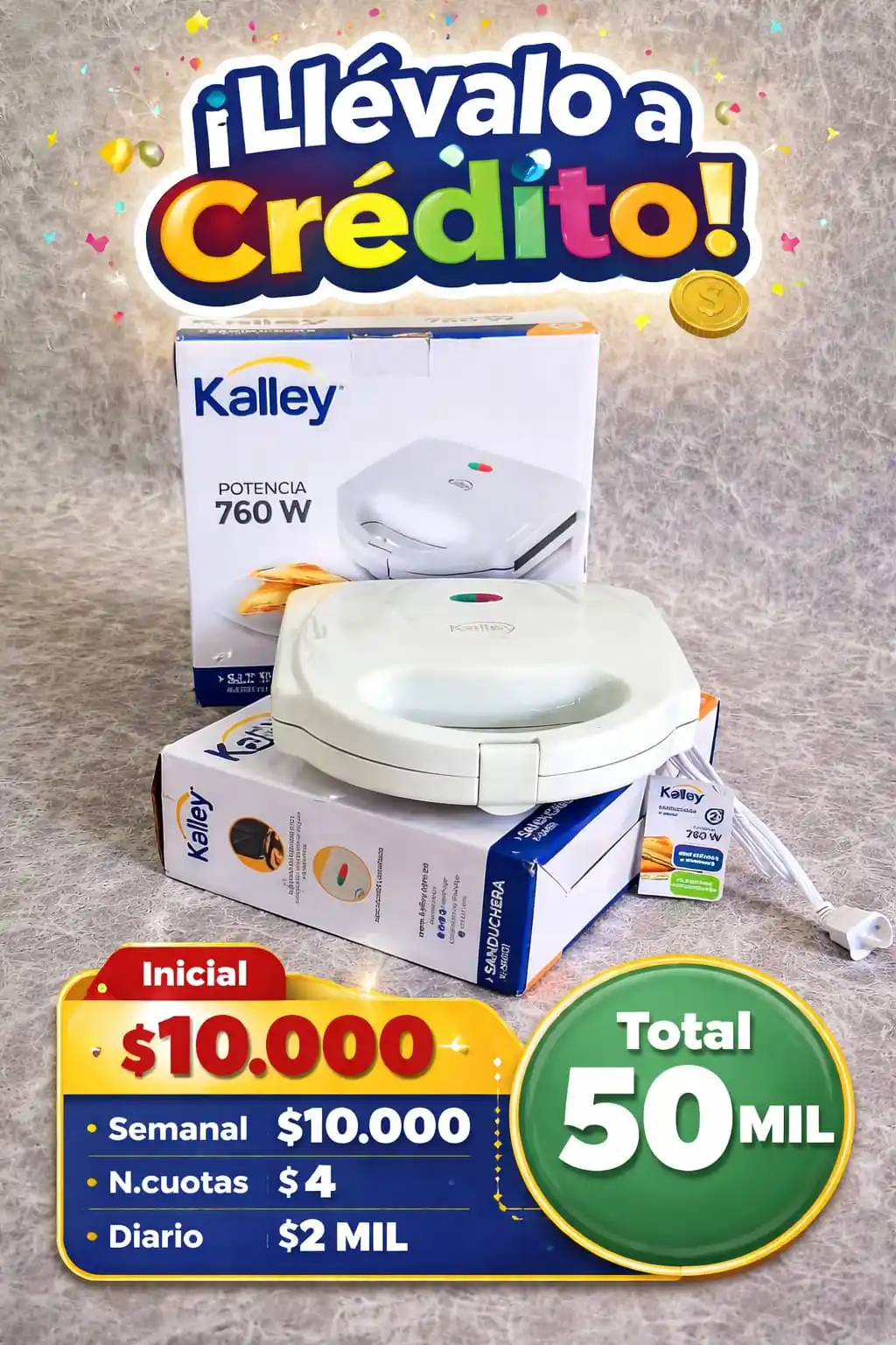 sanduchera de 760w kalley