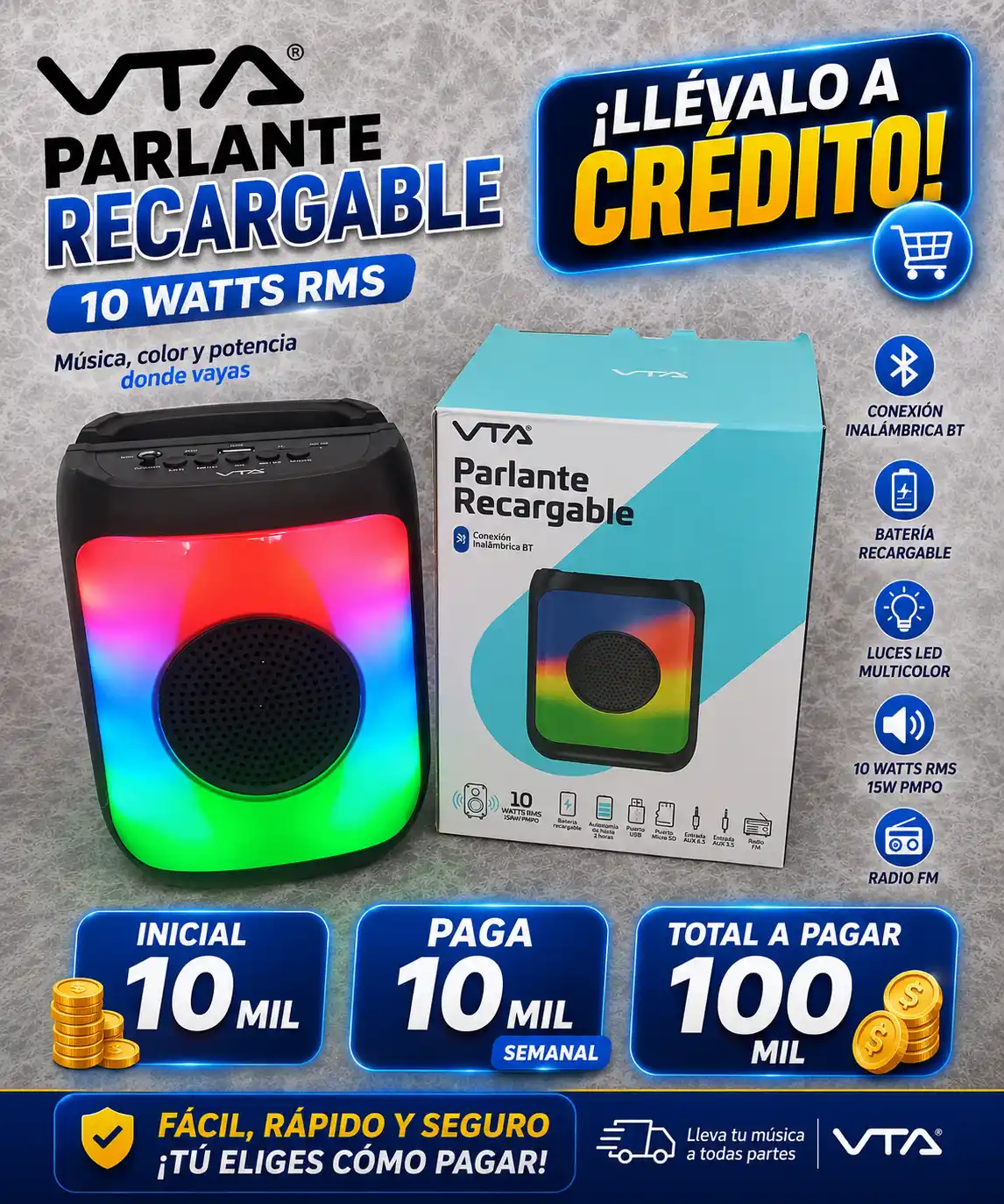 parlante VTA 10WATTS RMS 154W PMPO