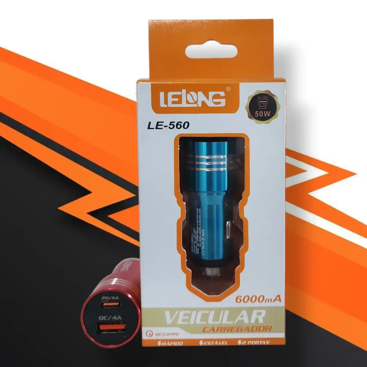 Cargador Lelong solo Cabeza para Cegarera de Auto 50W - LE-560