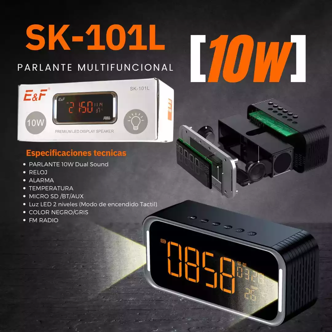 Parlante E&F con Reloj SK-101L