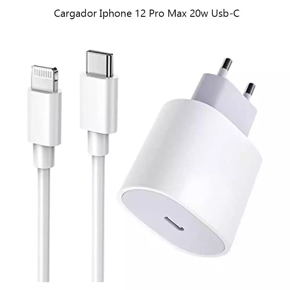 Cargador iPhone 12 Pro Max 20w + Cable Tipo C