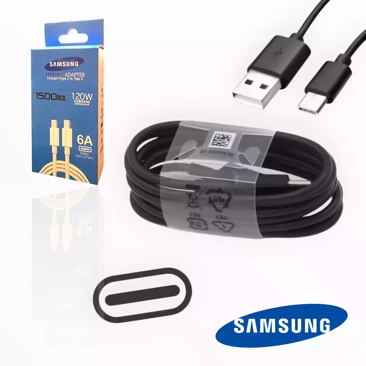 Cable USB Samsung Tipo C 6A 120W Caja Azul