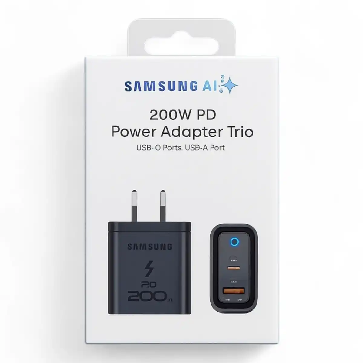 Cargador Samsung  200W PD Power Adapter Tro USB-C Port USB-A Port - Caja Blanca