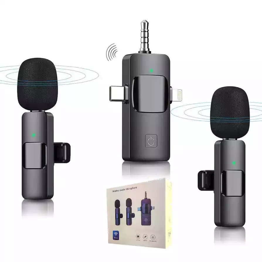Microfono para Celular Inalambrico Doble Lavariel Triple (Wireles Lavalier Microphone)