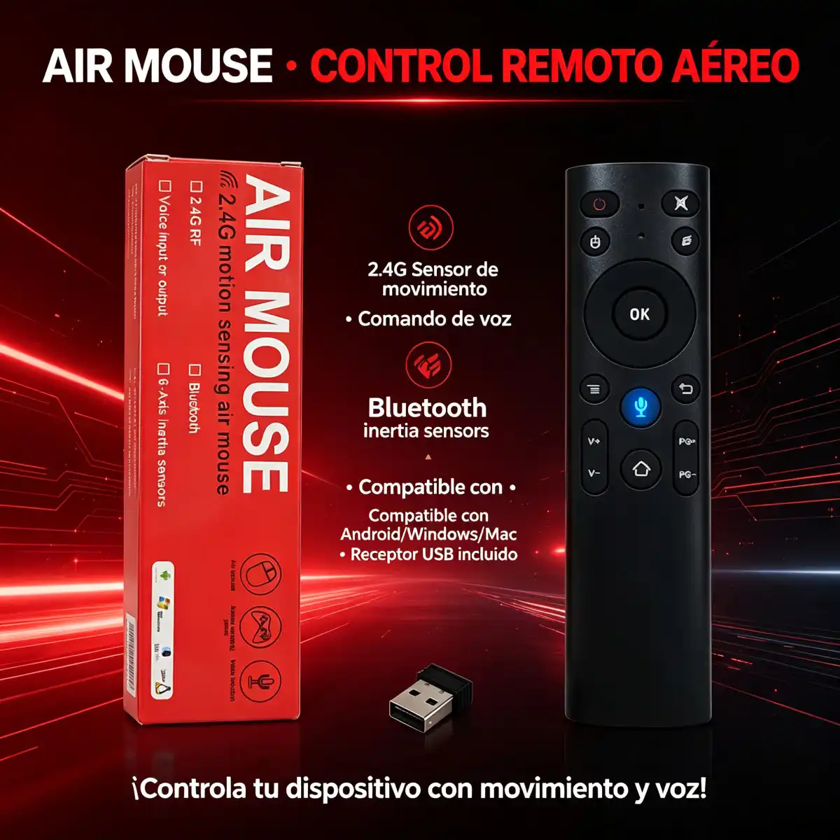 Control Remoto Inalambrico para tv box Air Mouse 2.4G / RCH-7000