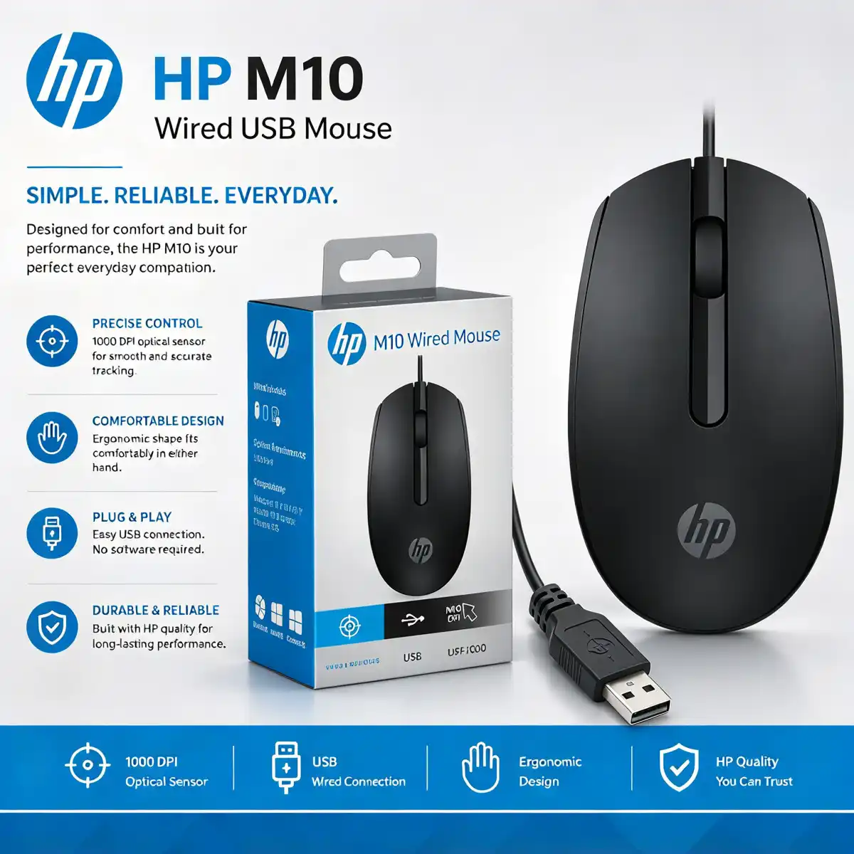 Mouse HP - M10 Wired USB Mouse