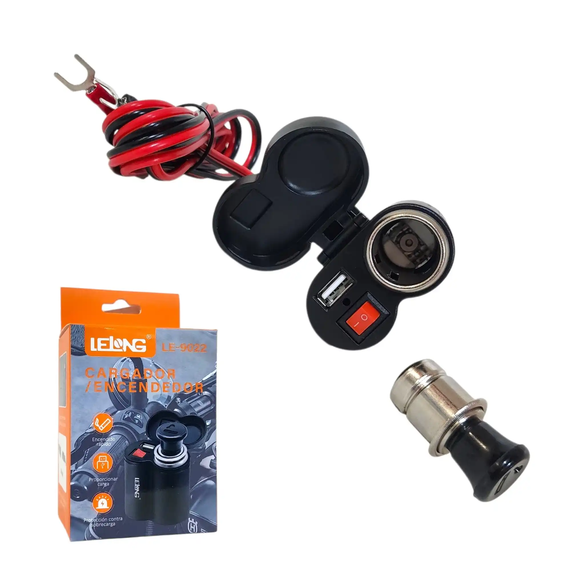 Cargador para Moto Lelong Voltaje de entrada: 12-24V de un USB - LE-9022