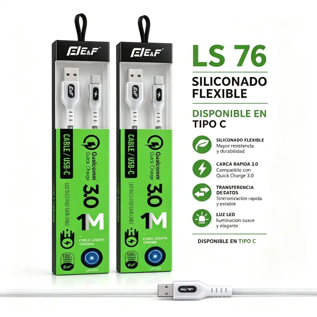 CABLE USB E&F TIPO-C 3.0 1M - LS-76