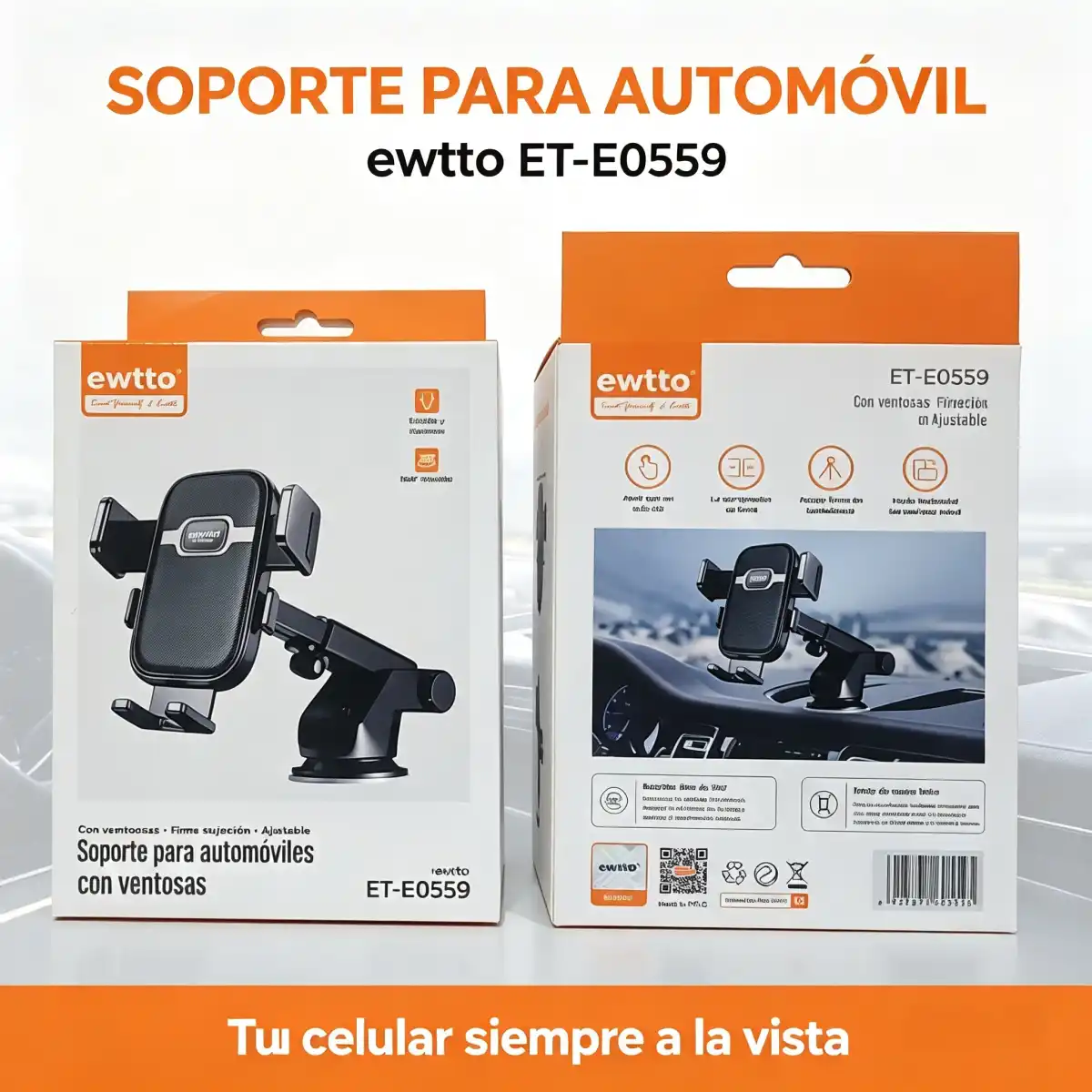 SOPORTE PARA AUTOMOVILES CON VENTOSAS EWTTO - ET-E0559