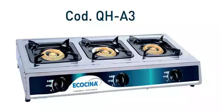 COCINA ACERO INOX DE  3 QUEMADORES QH-A3