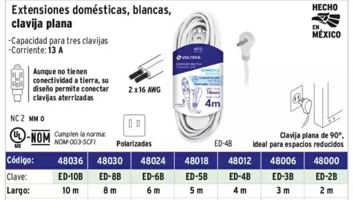EXTENSION ELECTRICA VOLTECK 3 METROS ED-3B