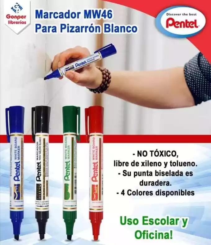 MARCADOR ACRILICO PENTEL RECARGABLE ROJO MW46