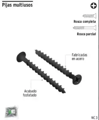 TORNILLO GYPSON P/F DE 3 (UND) FIS