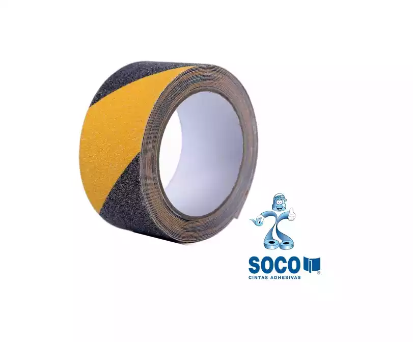 ROLLO CINTA ANTIDESLIZANTE NEGRO AMARILLO SOCO 48 X 5 MT