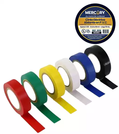 ROLLO CINTA AISLANTE COLORES  3/4  MERCURY X 5 MT