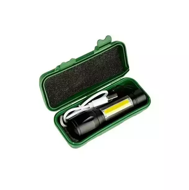 LINTERNA MULTIMARCA RECARGABLE USB ESTUCHE VERDE