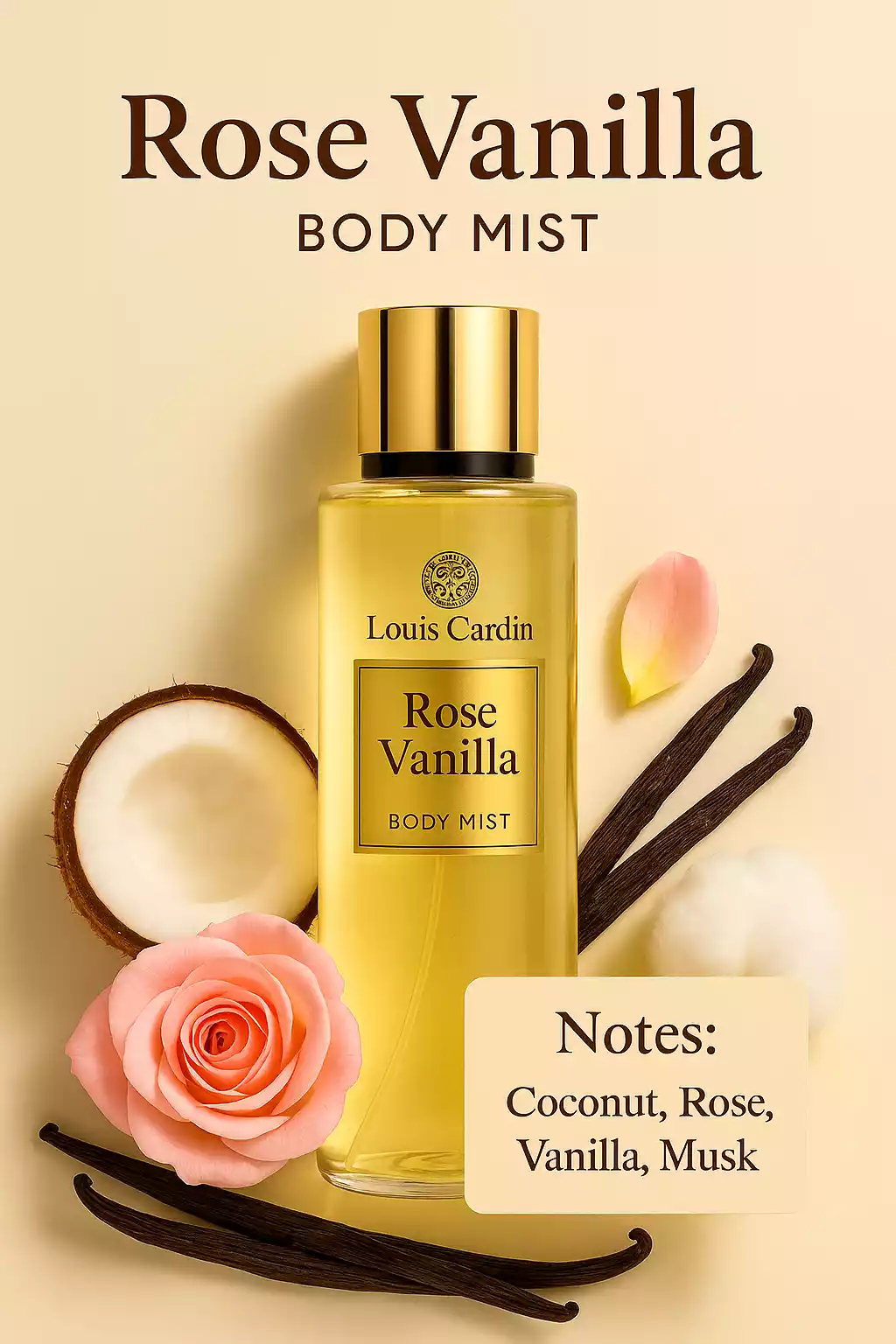 Louis Cardin Rose Vanilla Body Mist 250ml