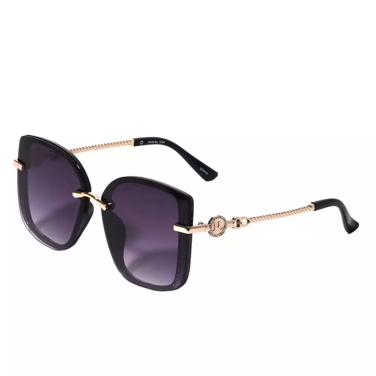 NICOLE LEE GLITTER SUNGLASSES SUN7520 BLACK